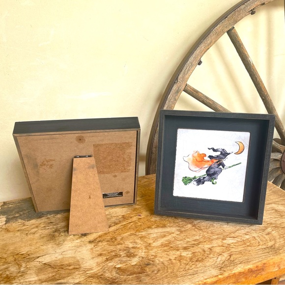 HALLOWEEN PICTURE SET 🧟‍♀️🐈‍⬛ Witch Black Cat Cute Holiday House Decor Framed - Picture 5 of 7